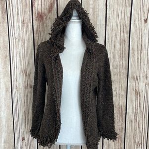 Riveted Fringe Multi-Colored Hooded Sweater Small